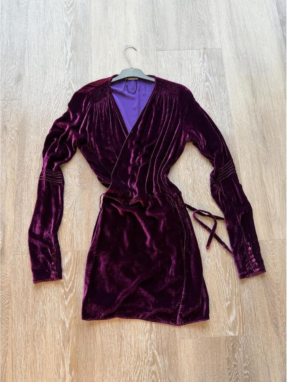 Attico purple velvet wrap dress